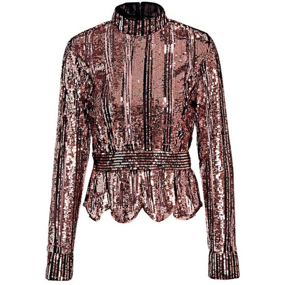 Derek Lam Sequin Stripe Mockneck Top Size 00